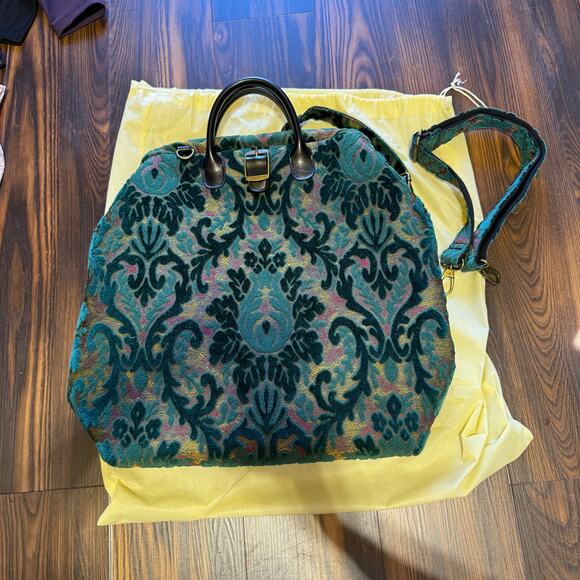 NWOT MCW Burnout Velvet Jade Green Carpet Laptop Backpack - Picture 3 of 15